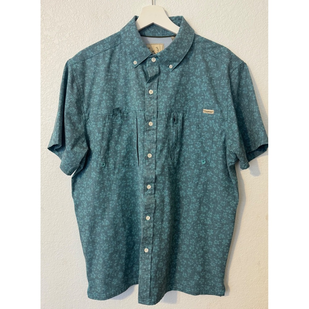 Tallwoods Element Wear Floral‎ Button Up Short Sleeve Shirt Pockets Large